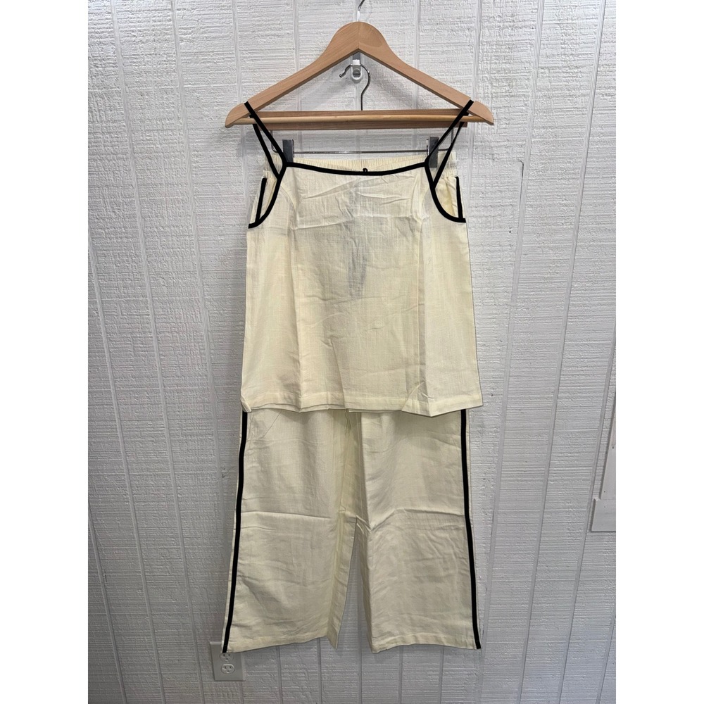 Honey Mango Two Piece Set Womens Cream Black Contrast Piping MTB2205 Small